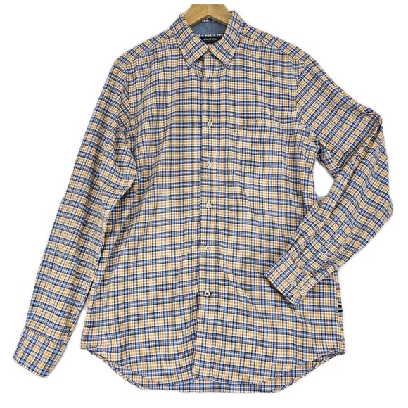Nautica Other - Nautica Classic Fit Mens M Orange Blue Plaid Button Up Long Sleeve‎ Dress Shirt
